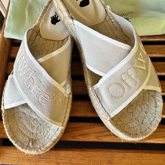 NEW OFF WHITE Elegant Cream Espadrille Sandals - Picture 6 of 8